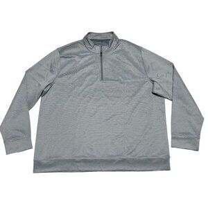 Hickey Freeman 1/4 Zip Golf Pullover Shirt Mens XXL Gray Striped Long Sleeve